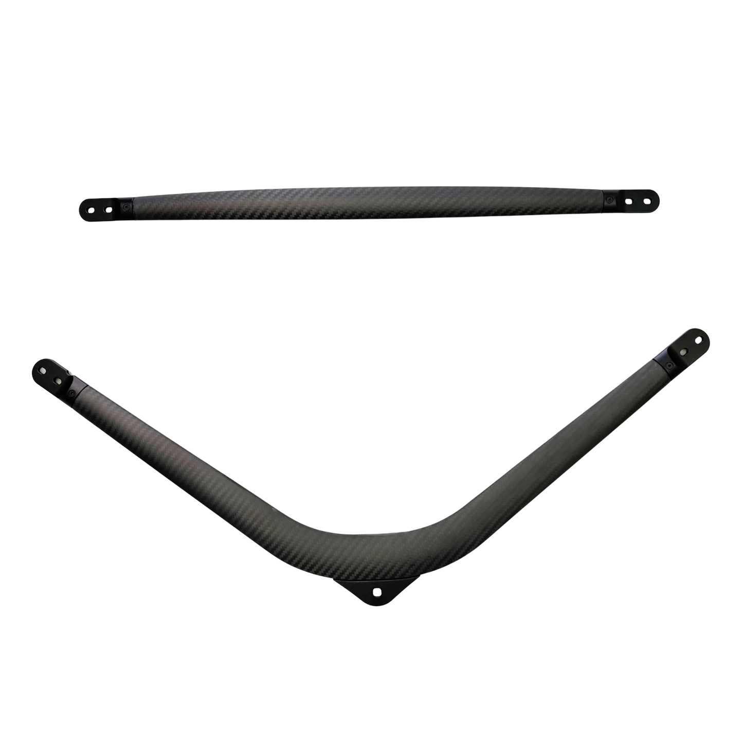 Two carbon fiber props on a white background