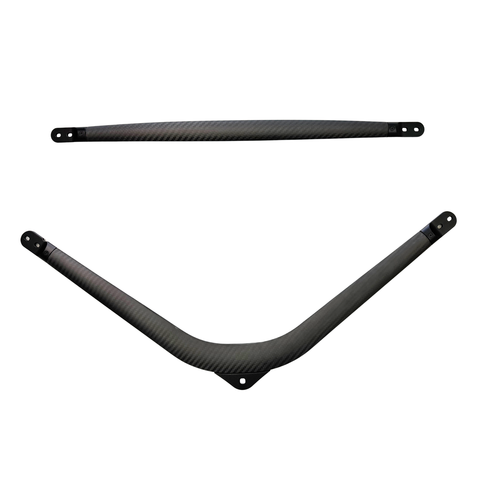 Two carbon fiber props on a white background